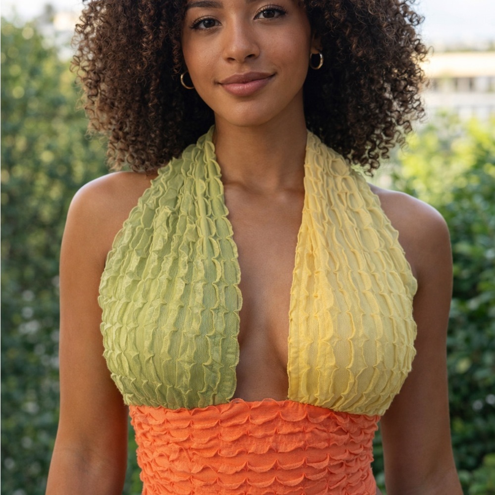 Colorful Textured Crop Top